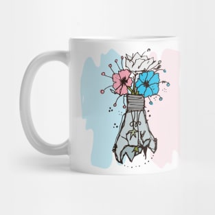 Light bulb with transgender flowers sketch Mug